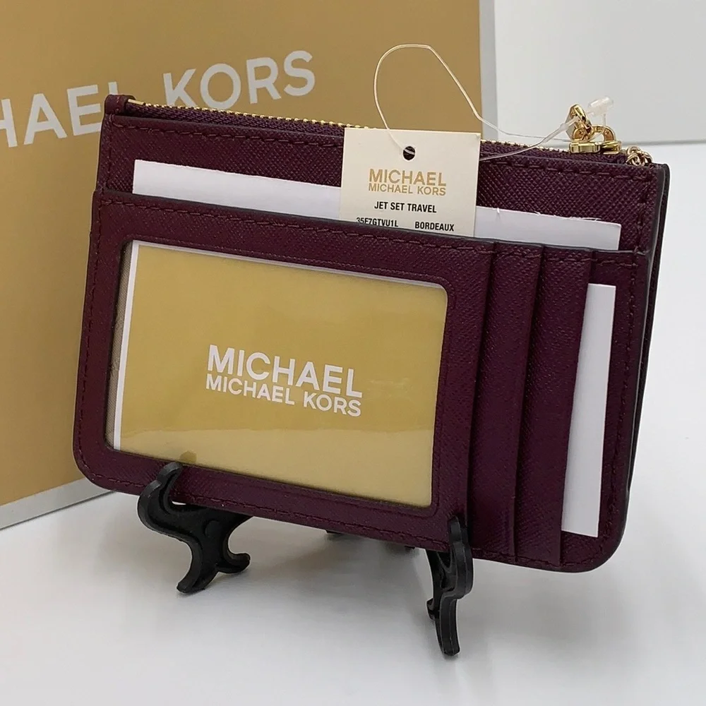 MICHAEL KORS SMALL TOP ZIP COINPOUCH WITH ID CARD MULBERRY COLOR NWT